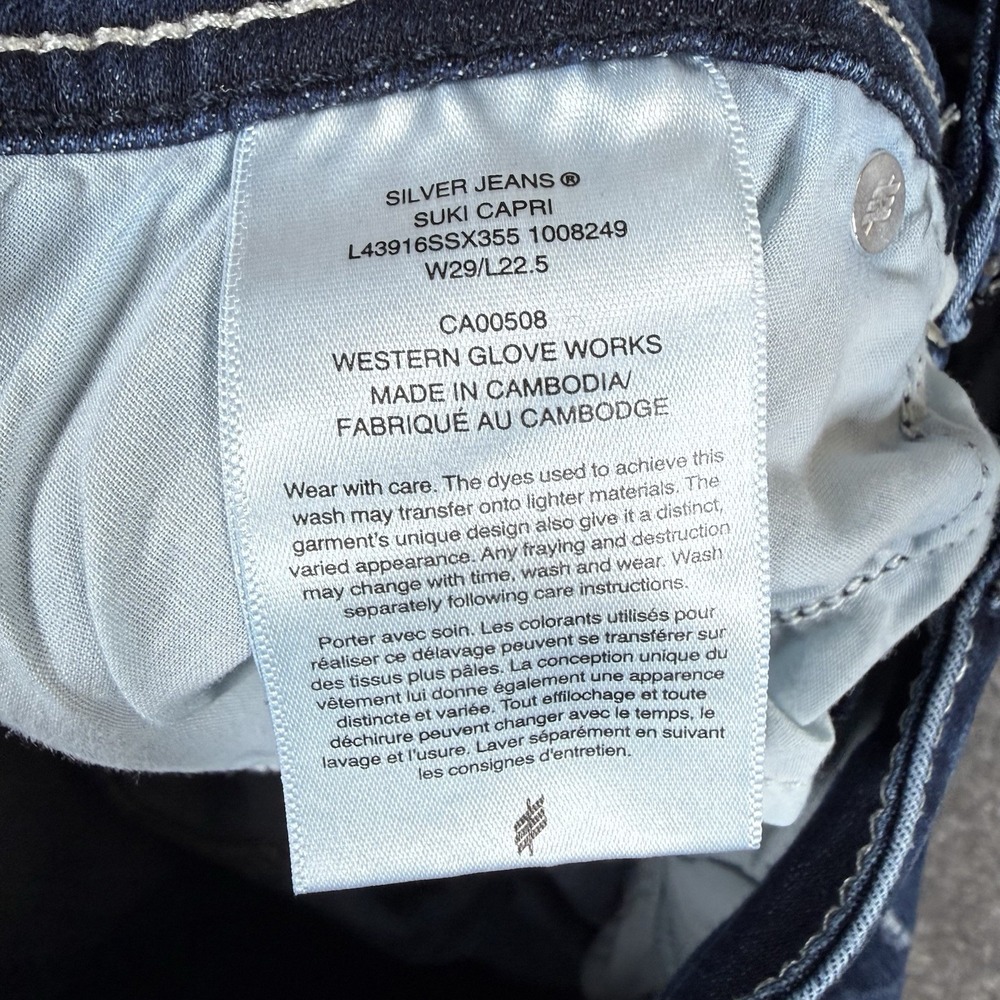 Silver Jeans Women's 29 Blue Denim Suki Capri Distressed Medium Wash Mid Rise - Picture 5 of 9